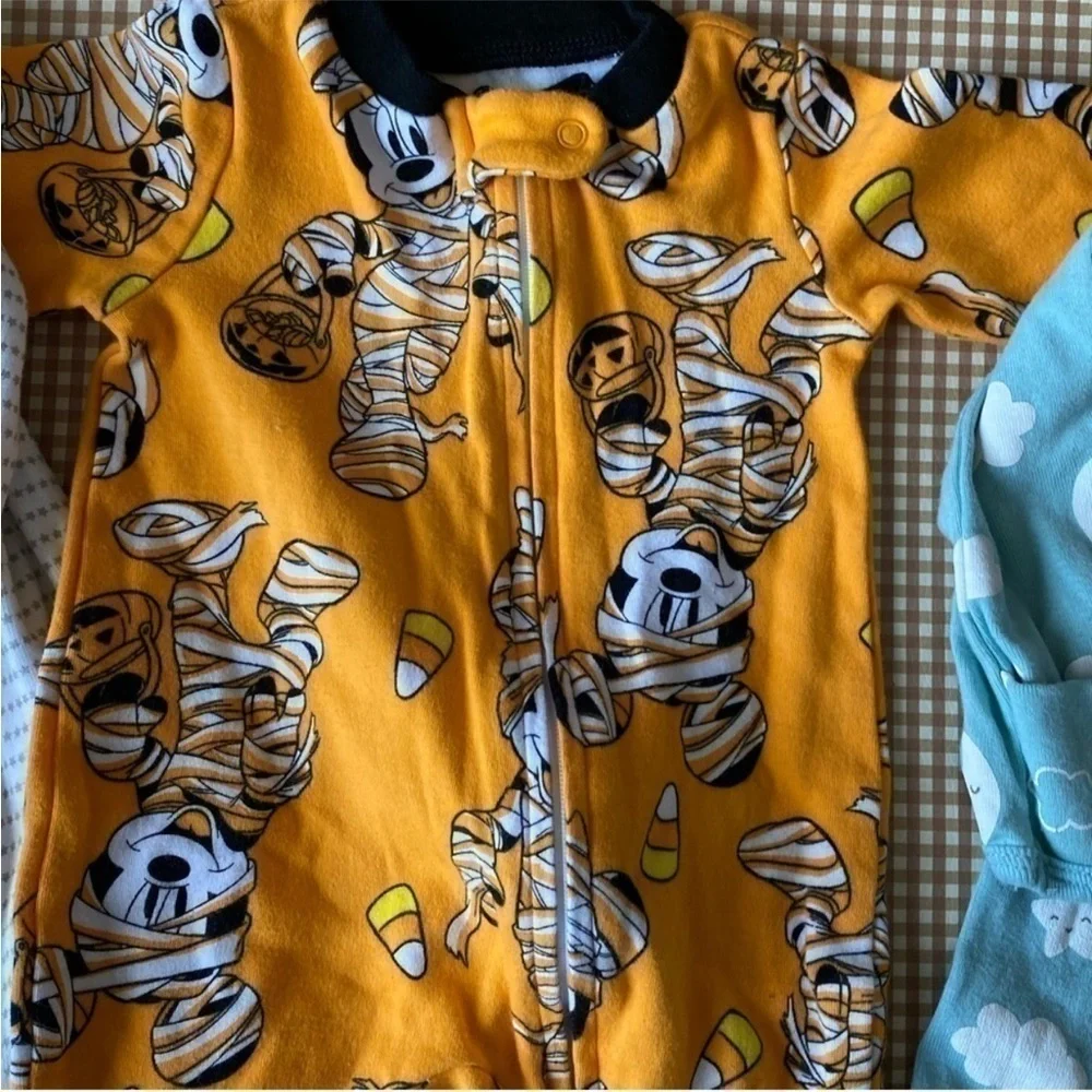 Mickey‎ Mouse Halloween footie & 2 Carter's nightgowns. 0-3 months